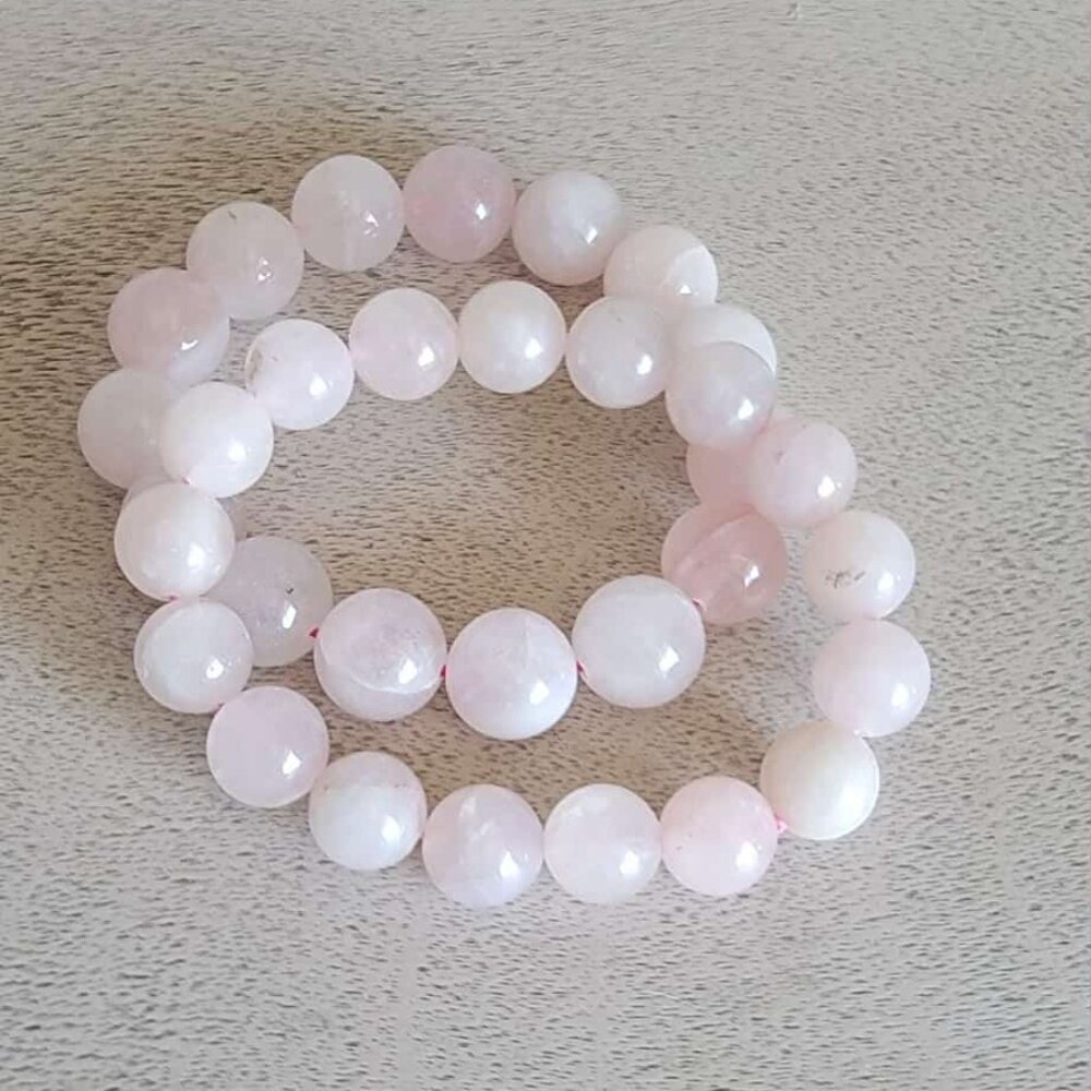 A Set of Rose Quartz Stretch Bracelets